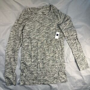 NWT GAP Women's Marled Grey Long Sleeve Crew‎ Neck Casual Buttery Soft Size M